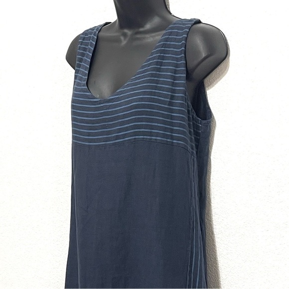 Luca Vanucci Woman 100% LINEN Blue with Stripes Italy Dress Size M - Picture 5 of 16